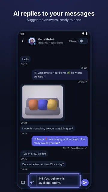 Suggested replies inside a Messenger conversation